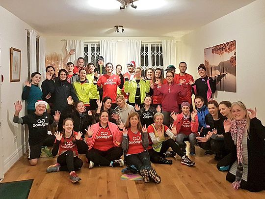 Paint the halls and clear the shed... Tra la la la la la la la la la ... GoodGym runners dressed in red... Tra la la la la la la