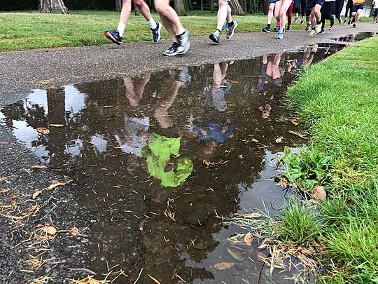 A runner fell in a puddle.. Everybody was laughing but I have a dry sense of humor