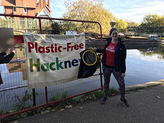 Litter picking along the River Lea with Plastic Free Hackney