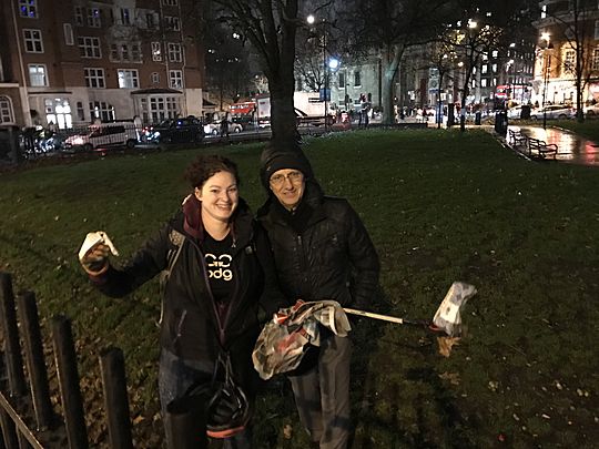 Litter picking in Euston