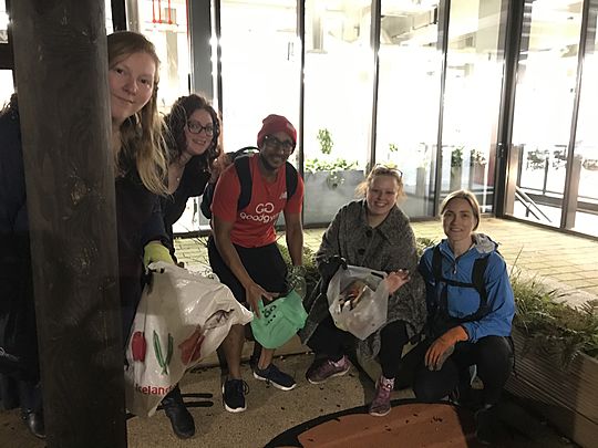 Litter picking in King Cross