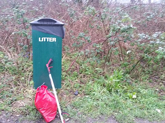 Litter-picking in the drizzle