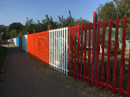 Painting the fence at Love Lane ❤️🌈🎨 