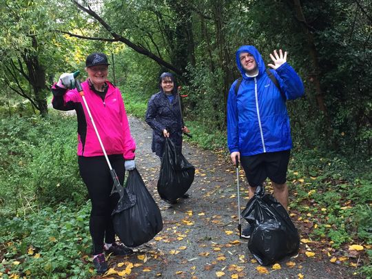 Bagpipe, dog belly rubs and litter - usual Saturday morning mission....