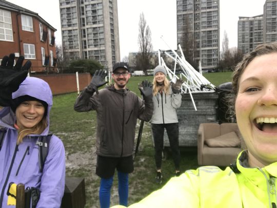 Litter picking in Kennington