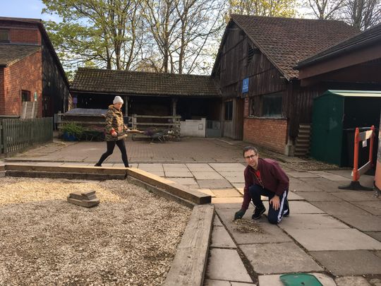 Tidying up the farm on a sunny Wednesday morning