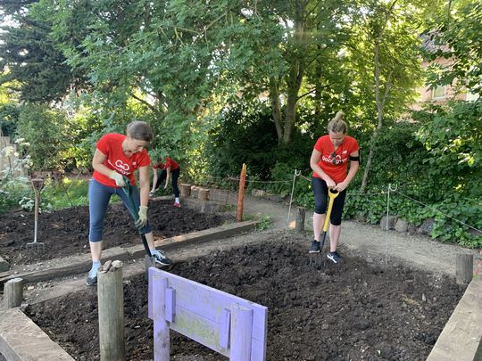 Digging in the mud!