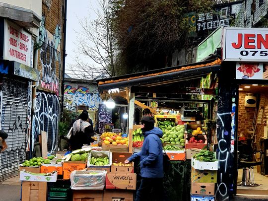 Healthy food for Mrs J and bits of the Berlin Wall in Lewisham shopping centre!