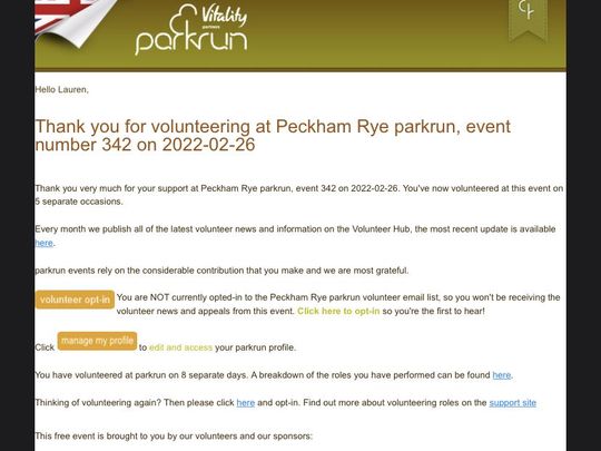 Parkrun volunteer 