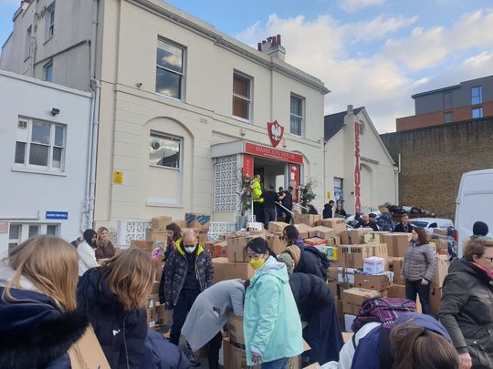 Sorting donations at the Polish White Eagle Club  Centre