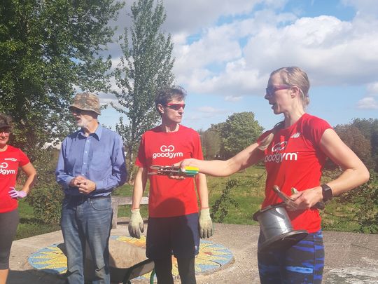 Berry happy to help the maze 'get mala-growing' during the garden trail 