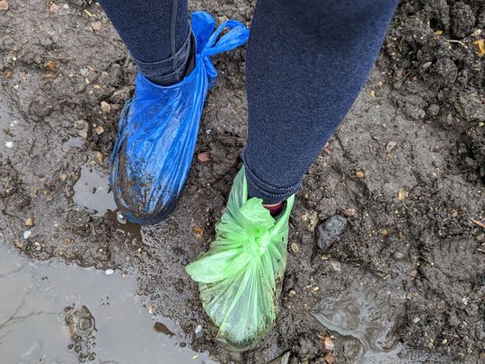 Pig pens, "pebbles" & plastic bags