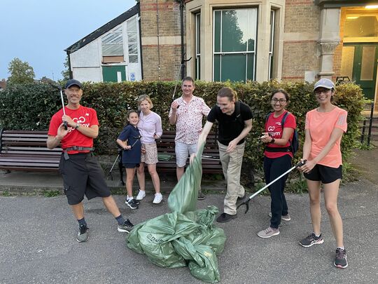 Good Gym volunteers pick up litter and the heat in Friary Park