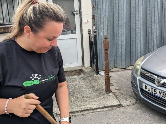 Working at the car park, girl 