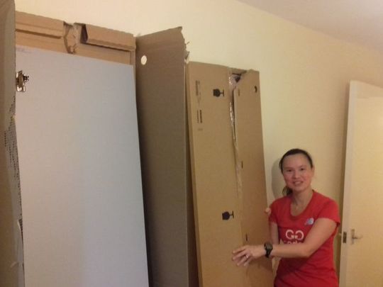 Two Goodgymers had an idea / To help with a wardrobe (Ikea)/ They got doors on at last / (and in truth had a blast) / Though instructions weren't perfectly clear!