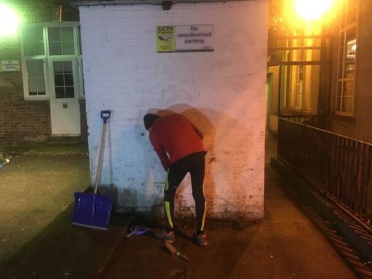 Reeding, Sweeping, and Hedge clipping at Welling Library..........