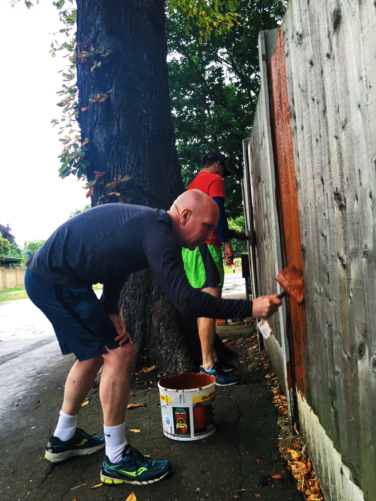 Banzai! Paint the fence up...Down! Up! Down!