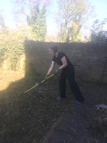 Raking on a sunny afternoon